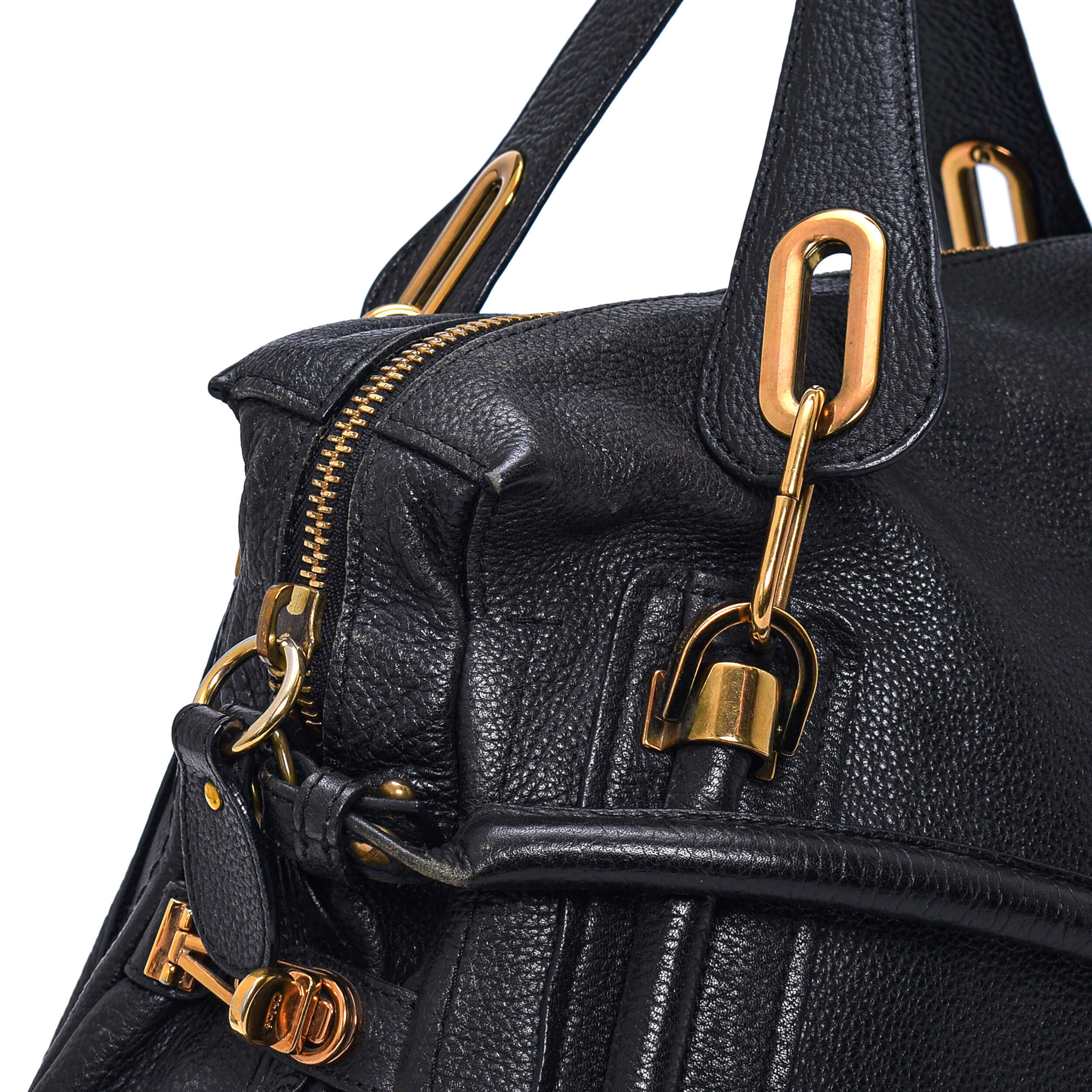 Chloe - Black Leather Large Paraty Satchel Bag